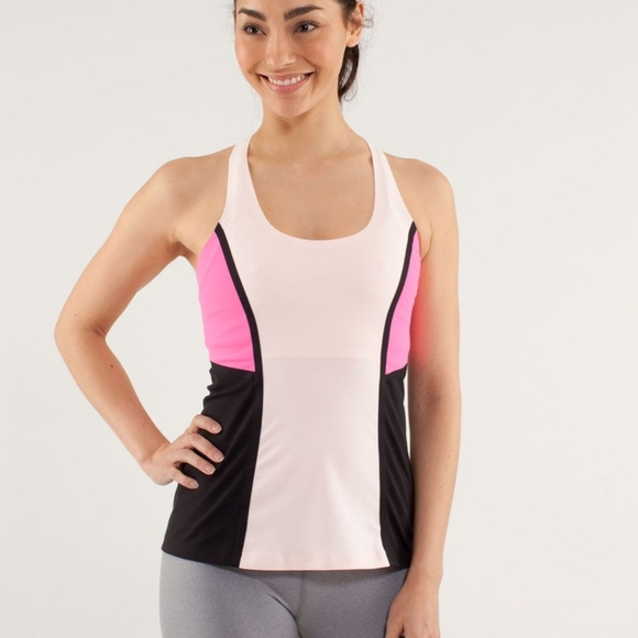 Lululemon Cool Racerback Surf Bonded Tank Parfait Pink Pinkelicious Black Size 0 - Picture 1 of 11